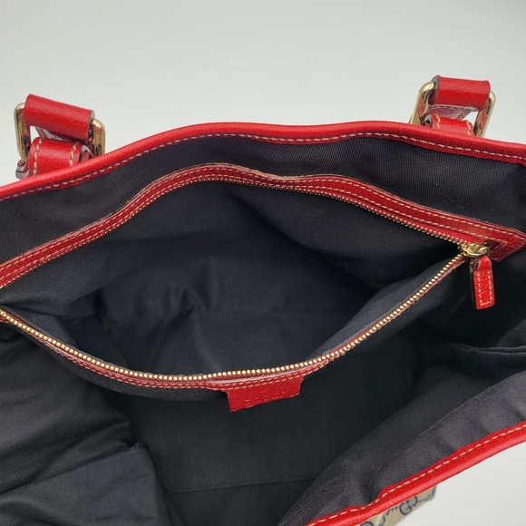 Gucci GG Canvas Jolicoeur Tote Bag Red Blue Sherry Line w/COA..*RARE* - Picture 13 of 17